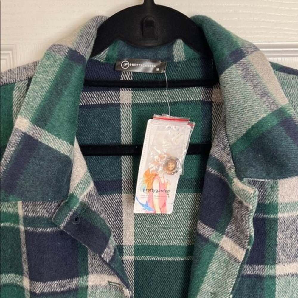 Plaid Green and Gray Women's Jacket - Picture 2 of 3